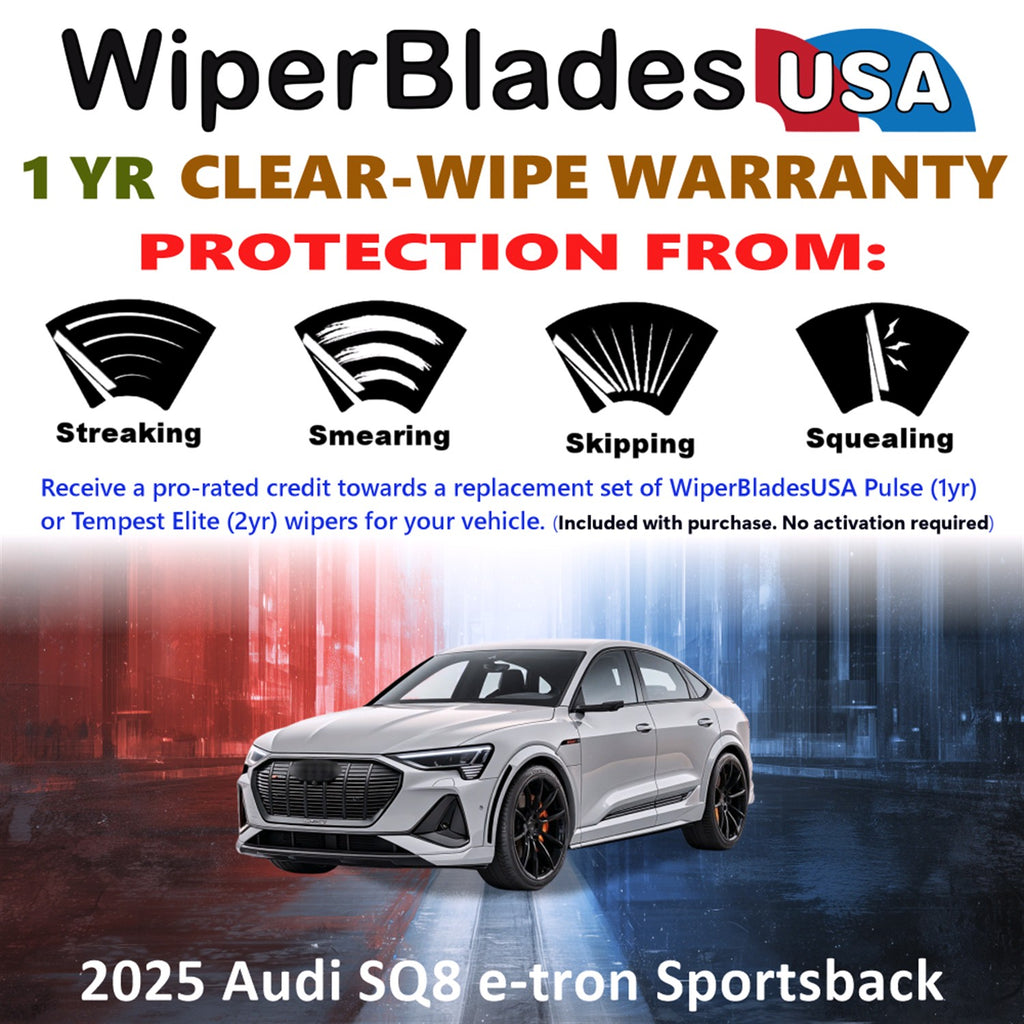 2025 Audi SQ8 e-tron Sportsback Front w/Rear Wiper blades Set Includes 1yr Wear Warranty & Free Delivery