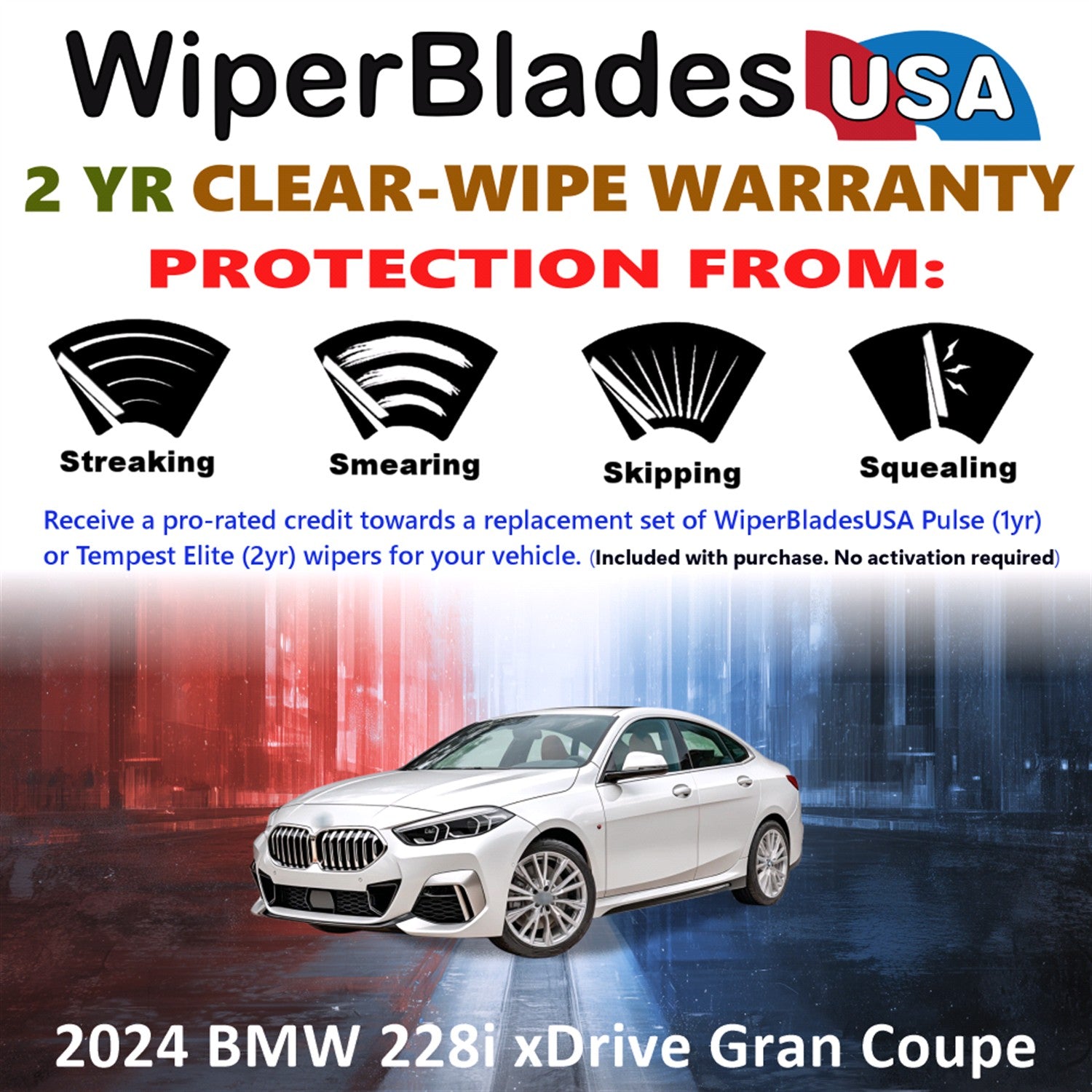 2024 BMW 228i xDrive Gran Coupe Front Wiper blades Set  Includes 2yr Wear Warranty & Free Delivery