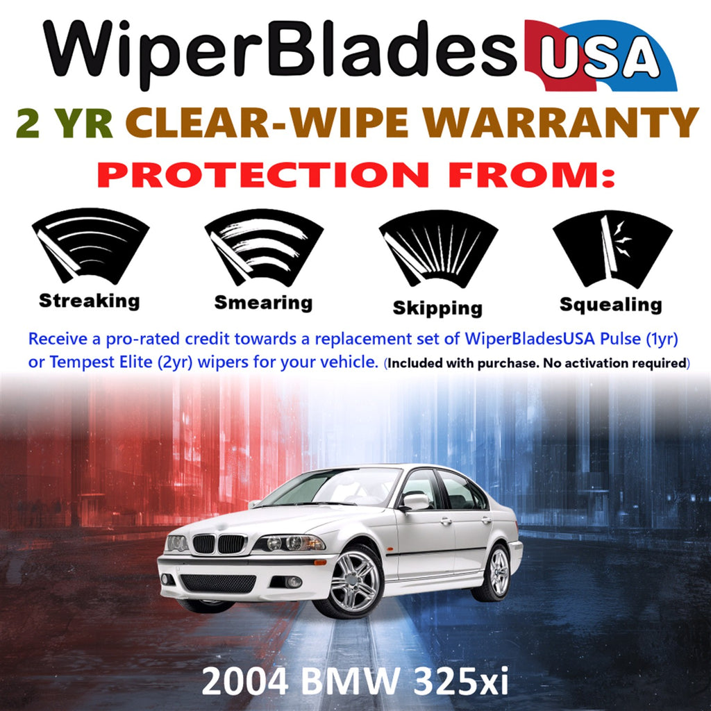 2004 BMW 325xi Front Wiper blades Set  Includes 2yr Wear Warranty & Free Delivery