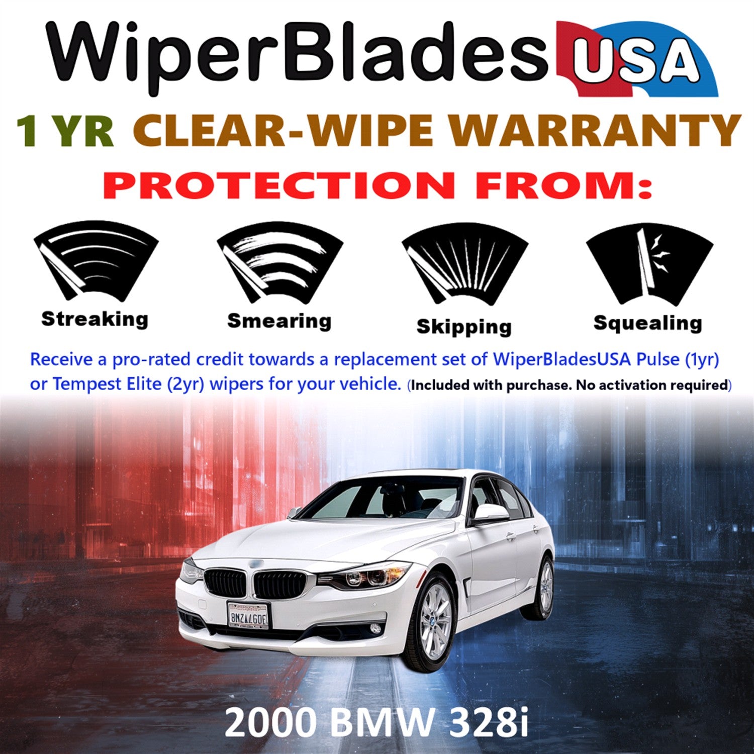 2000 BMW 328i Front Wiper blades Set Includes 1yr Wear Warranty & Free Delivery