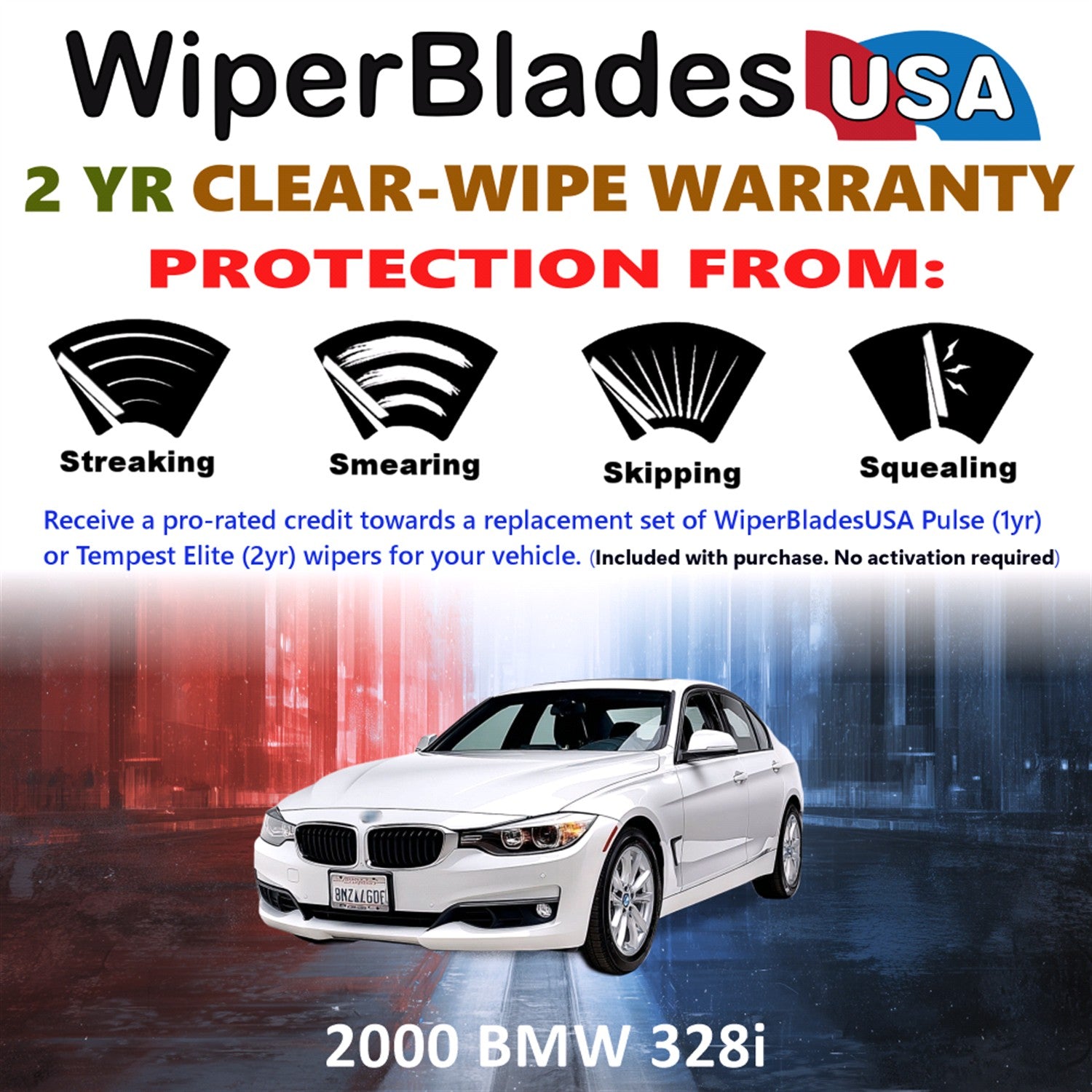 2000 BMW 328i Front Wiper blades Set  Includes 2yr Wear Warranty & Free Delivery