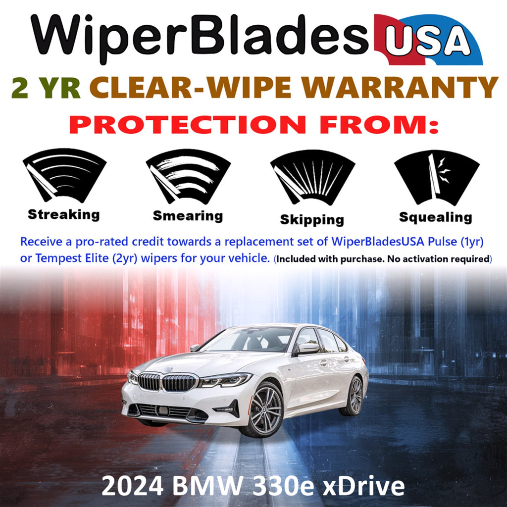 2024 BMW 330e xDrive Front Wiper blades Set  Includes 2yr Wear Warranty & Free Delivery