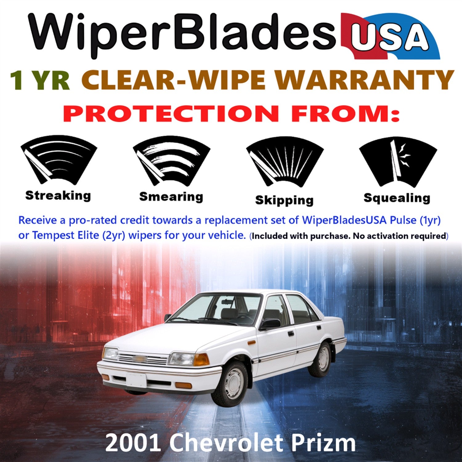 2001 Chevrolet Prizm Front Wiper blades Set Includes 1yr Wear Warranty & Free Delivery