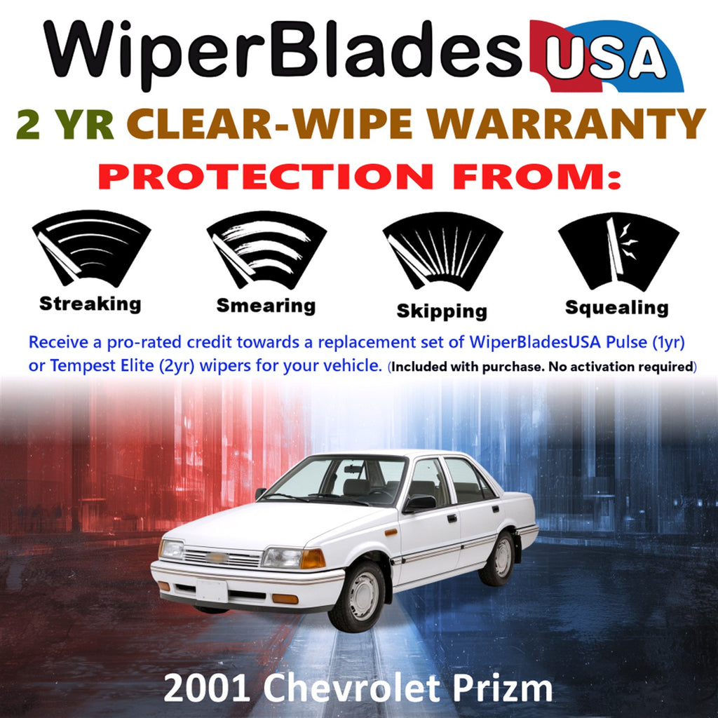 2001 Chevrolet Prizm Front Wiper blades Set  Includes 2yr Wear Warranty & Free Delivery