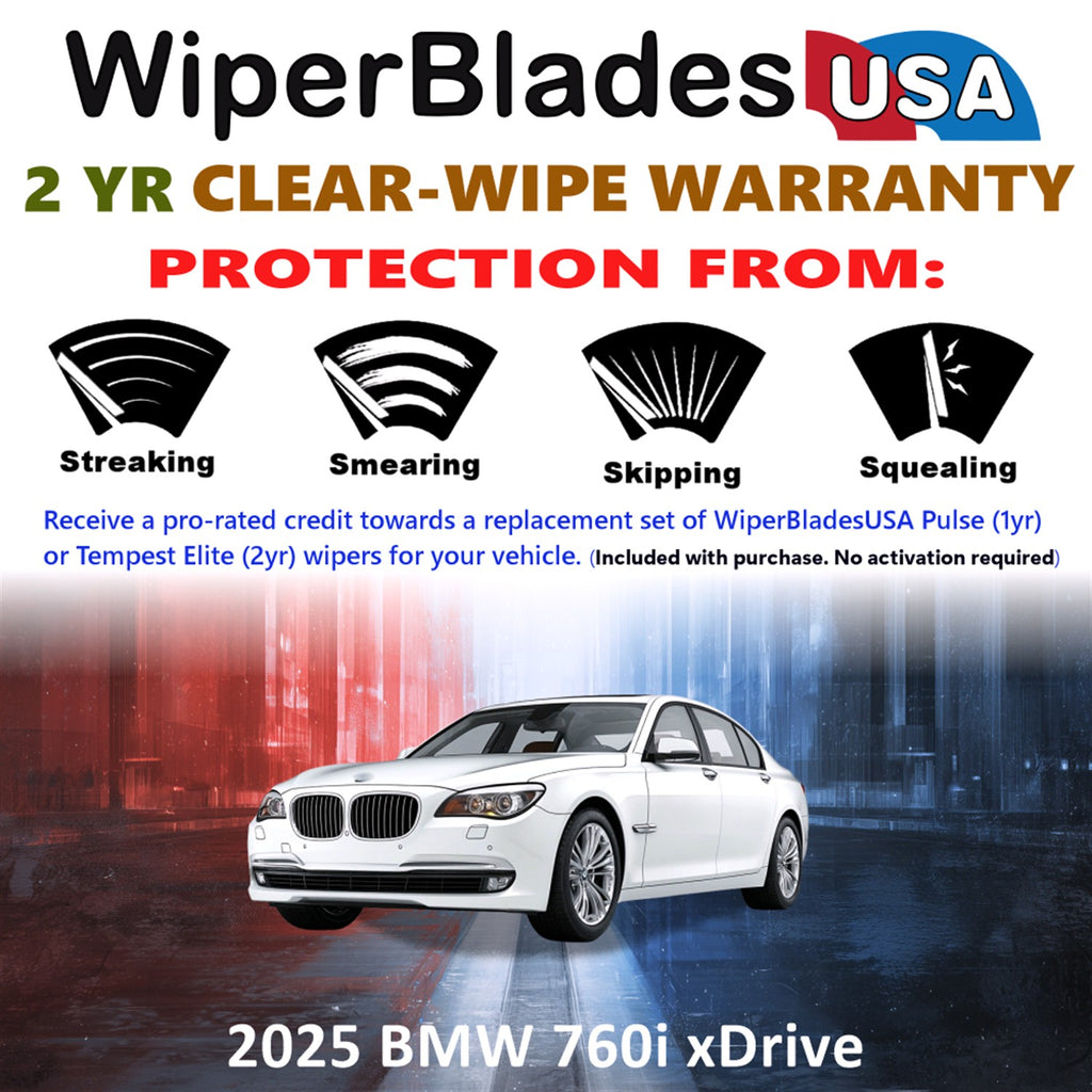 2025 BMW 760i xDrive Front Wiper blades Set  Includes 2yr Wear Warranty & Free Delivery