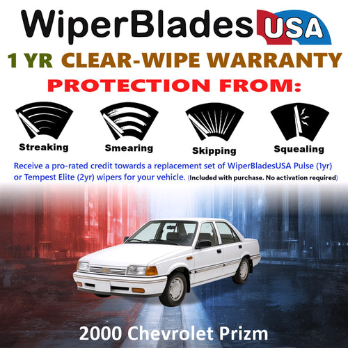 2000 Chevrolet Prizm Front Wiper blades Set Includes 1yr Wear Warranty & Free Delivery