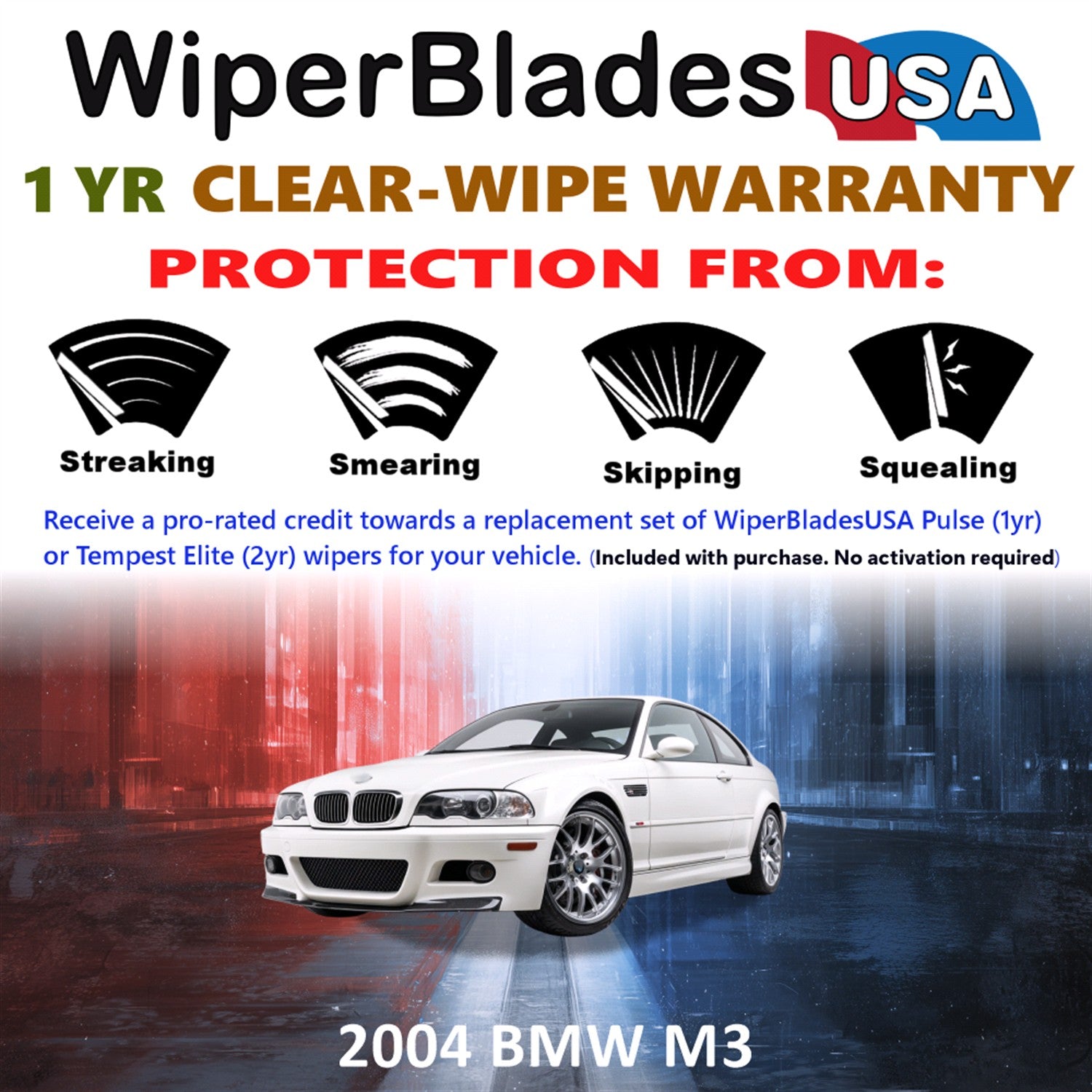 2004 BMW M3 Front Wiper blades Set Includes 1yr Wear Warranty & Free Delivery