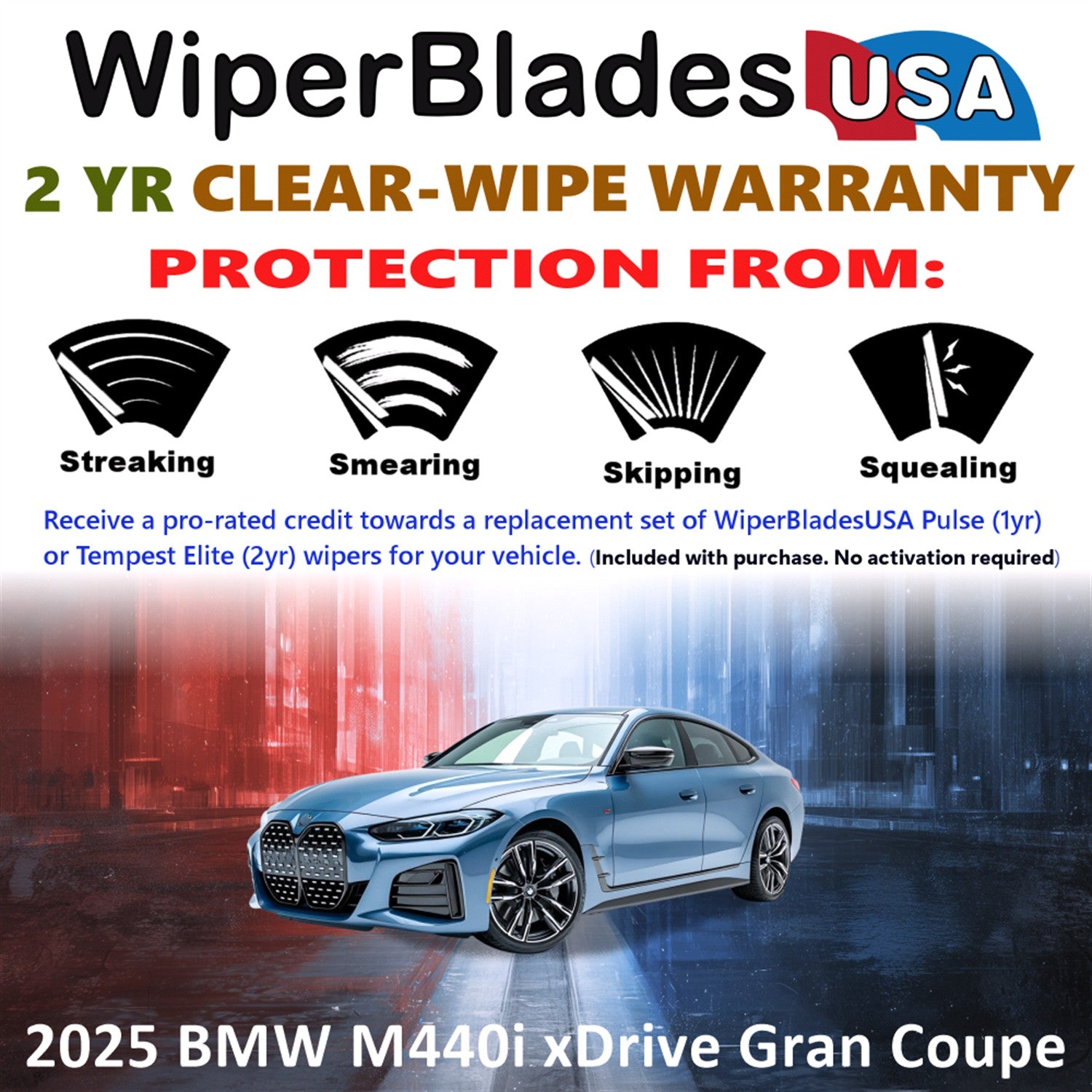 2025 BMW M440i xDrive Gran Coupe Front Wiper blades Set  Includes 2yr Wear Warranty & Free Delivery