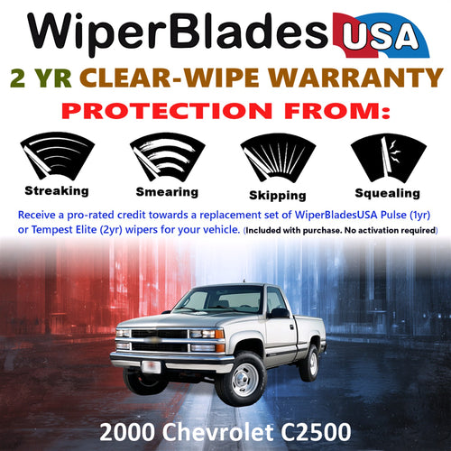 2000 Chevrolet C2500 Front Wiper blades Set  Includes 2yr Wear Warranty & Free Delivery