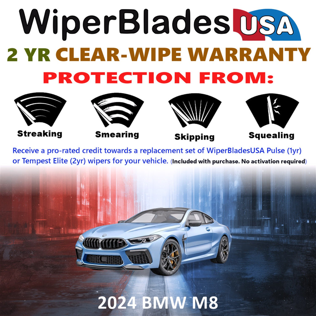 2024 BMW M8 Front Wiper blades Set  Includes 2yr Wear Warranty & Free Delivery