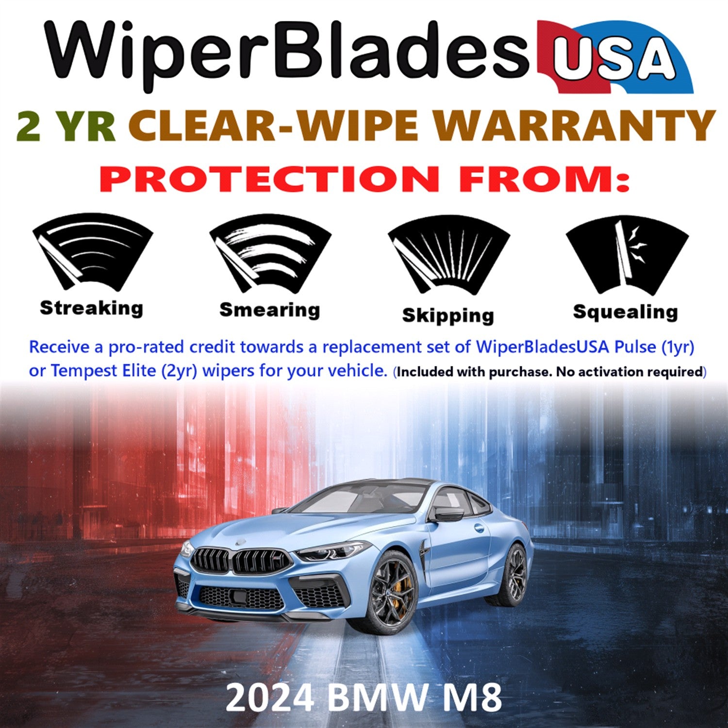 2024 BMW M8 Front Wiper blades Set  Includes 2yr Wear Warranty & Free Delivery