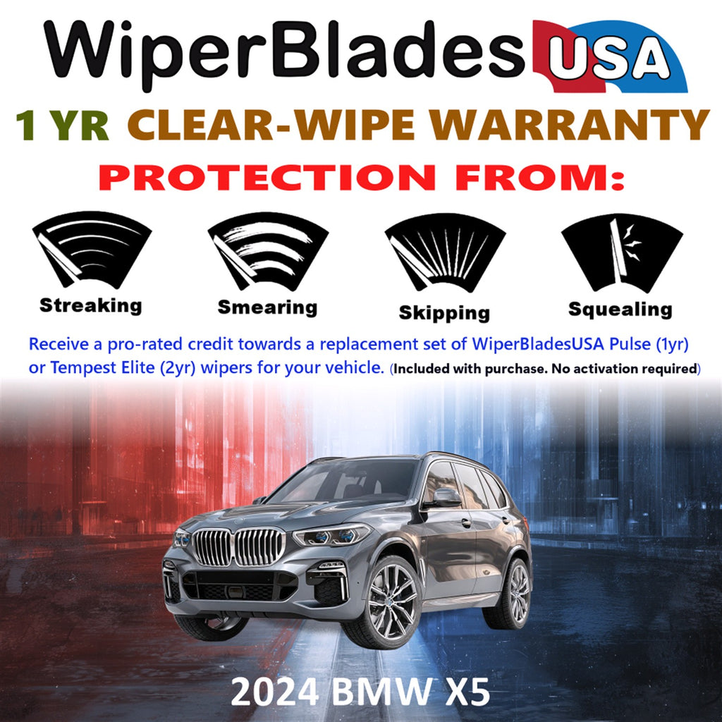 2024 BMW X5 Front w/Rear Wiper blades Set Includes 1yr Wear Warranty & Free Delivery