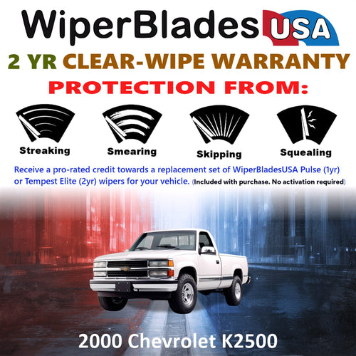 2000 Chevrolet K2500 Front Wiper blades Set  Includes 2yr Wear Warranty & Free Delivery