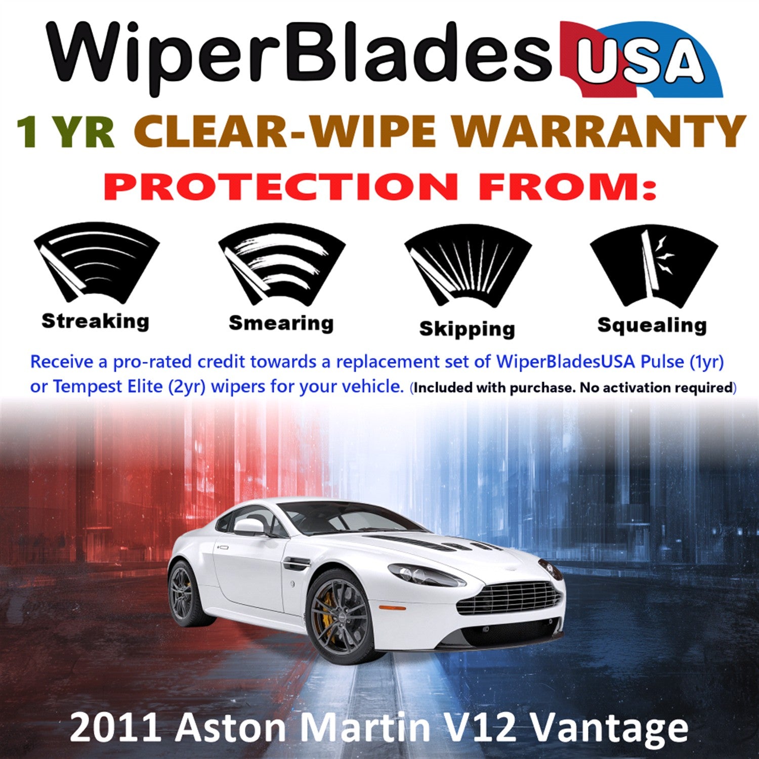 2011 Aston Martin V12 Vantage Front Wiper blades Set Includes 1yr Wear Warranty & Free Delivery