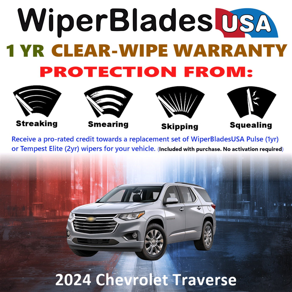 2024 Chevrolet Traverse Front Wiper blades Set Includes 1yr Wear Warranty & Free Delivery
