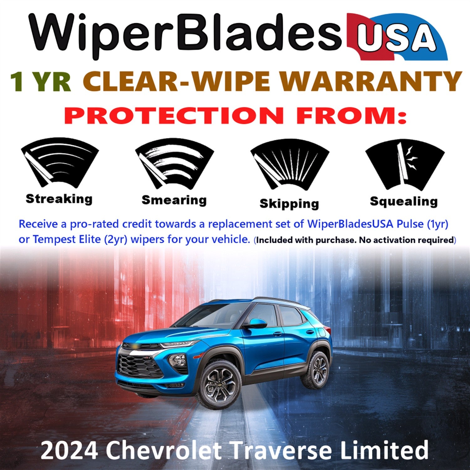 2024 Chevrolet Traverse Limited Front w/Rear Wiper blades Set Includes 1yr Wear Warranty & Free Delivery