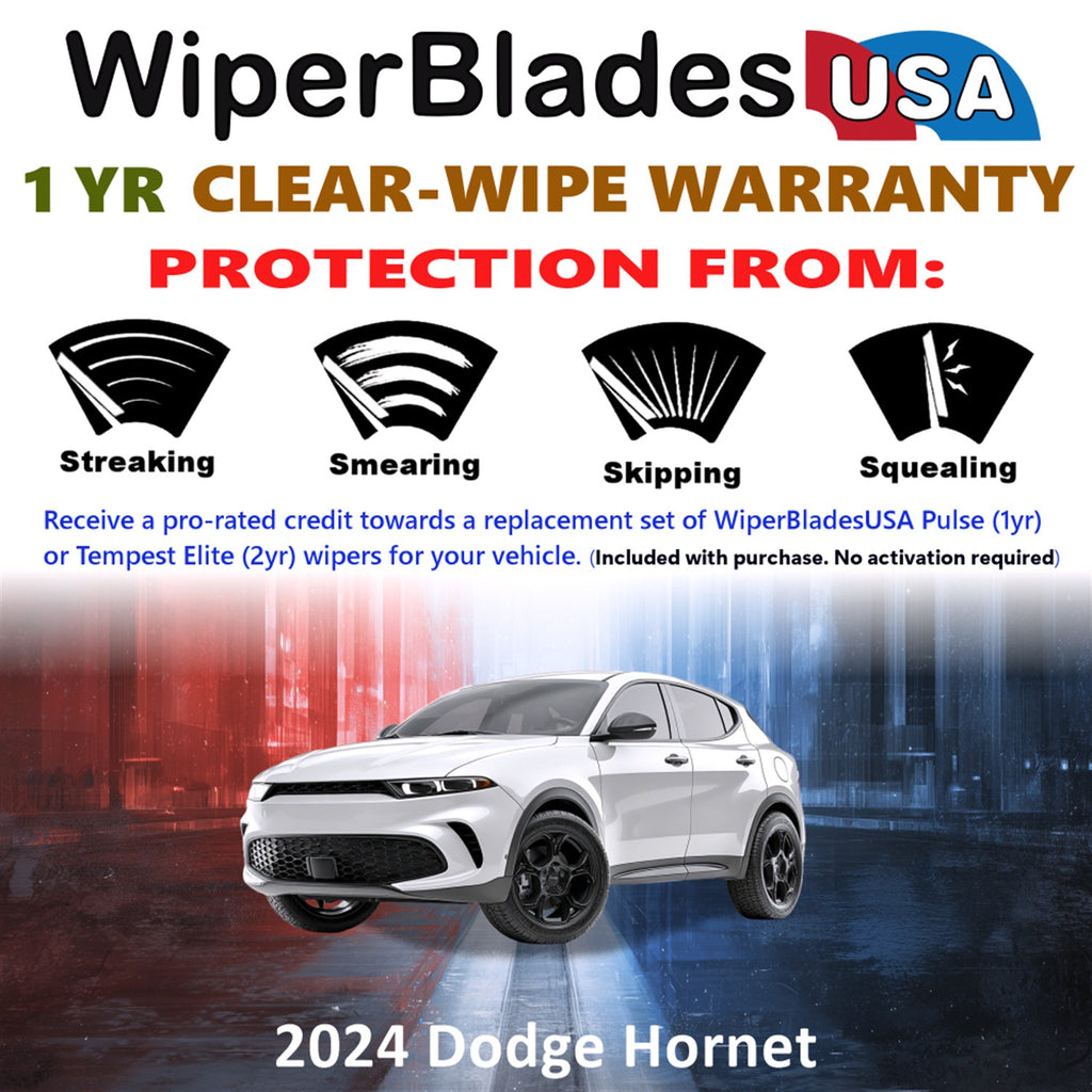 2024 Dodge Hornet Front w/Rear Wiper blades Set Includes 1yr Wear Warranty & Free Delivery