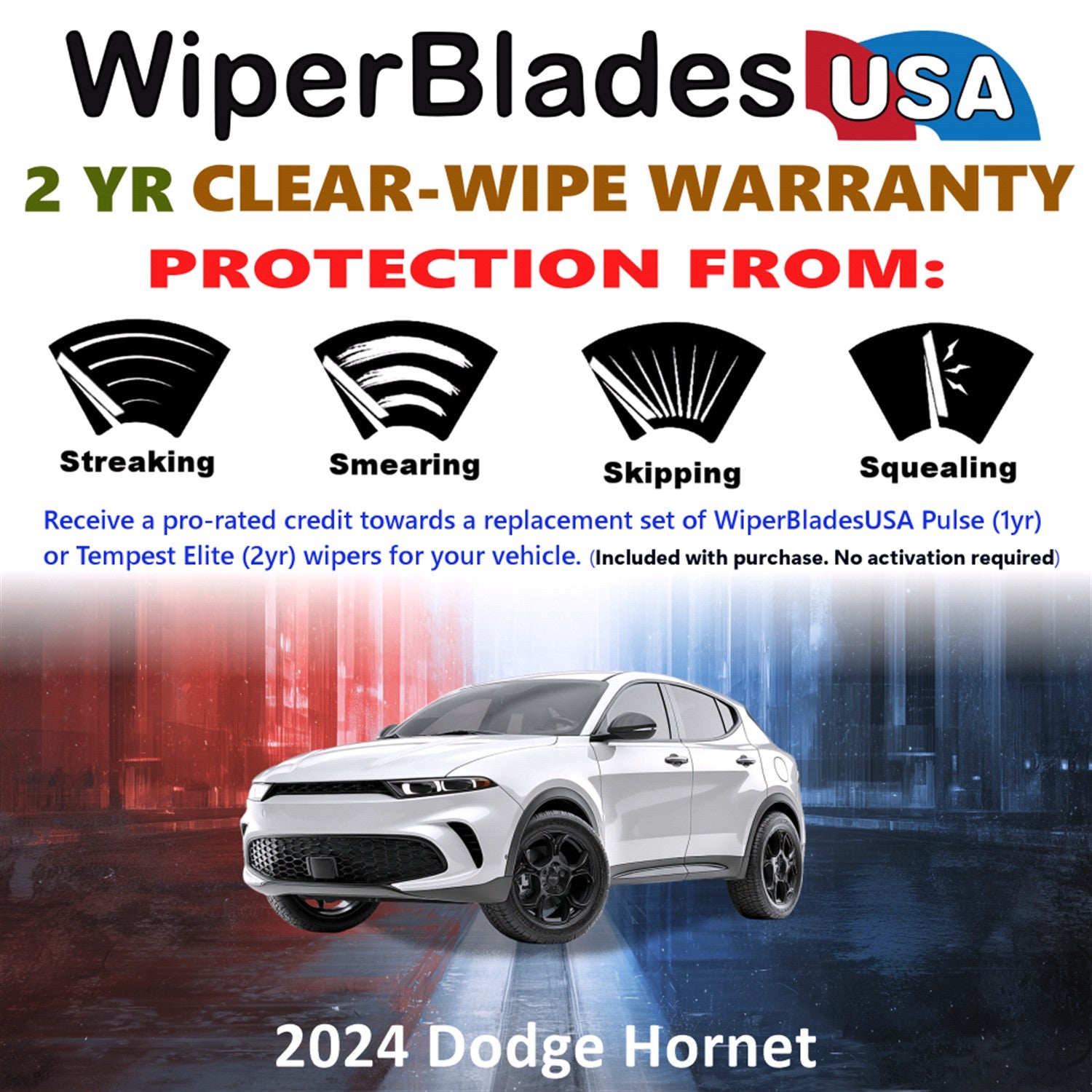 2024 Dodge Hornet Front Wiper blades Set  Includes 2yr Wear Warranty & Free Delivery