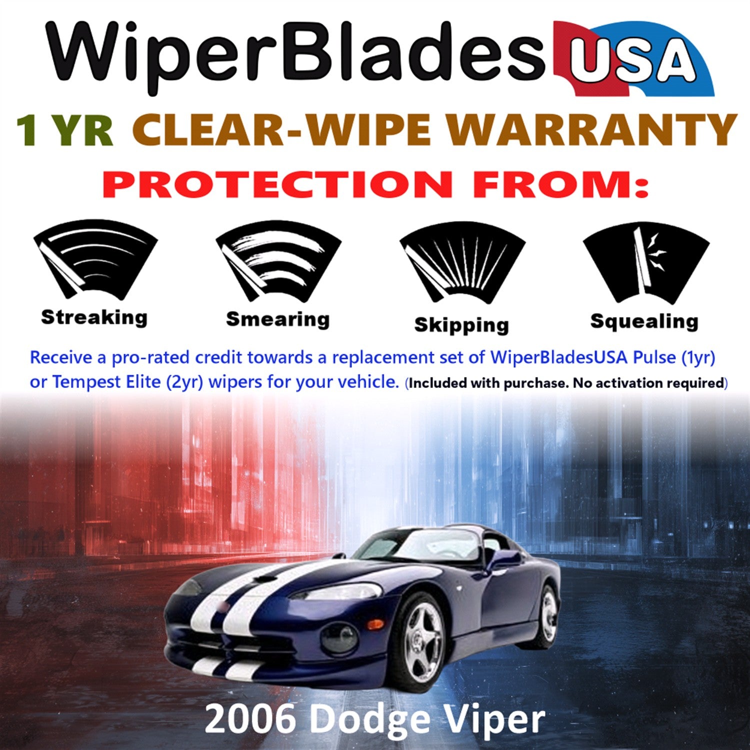 2006 Dodge Viper Front Wiper blades Set Includes 1yr Wear Warranty & Free Delivery