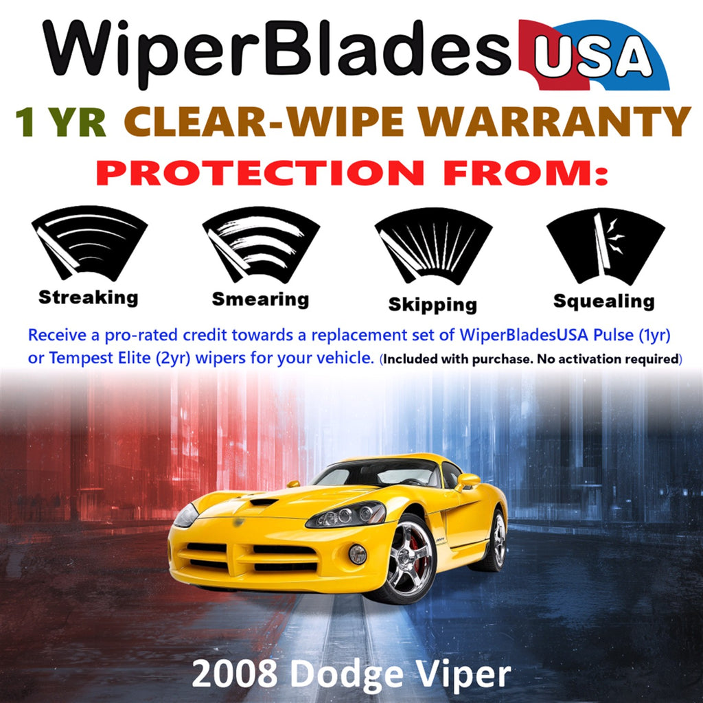 2008 Dodge Viper Front Wiper blades Set Includes 1yr Wear Warranty & Free Delivery