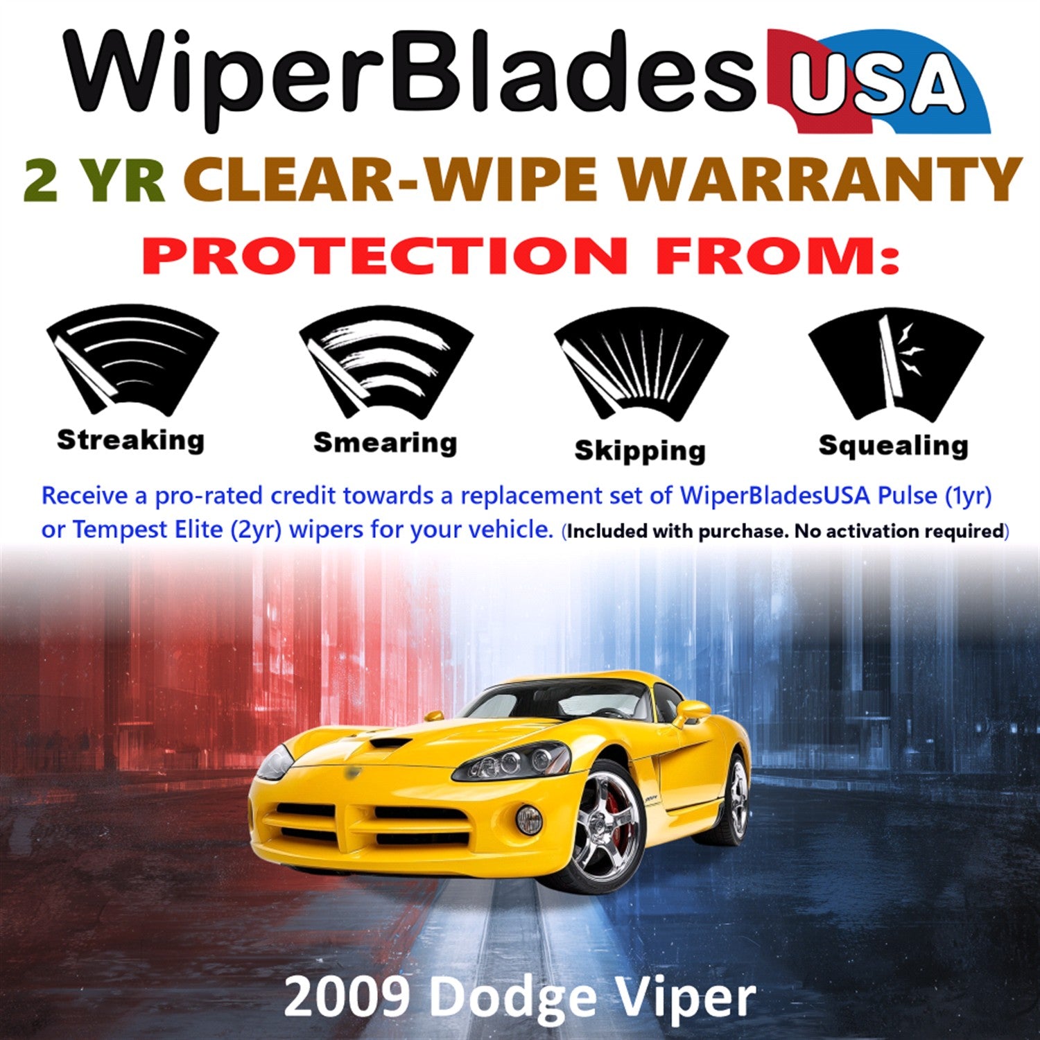 2009 Dodge Viper Front Wiper blades Set  Includes 2yr Wear Warranty & Free Delivery