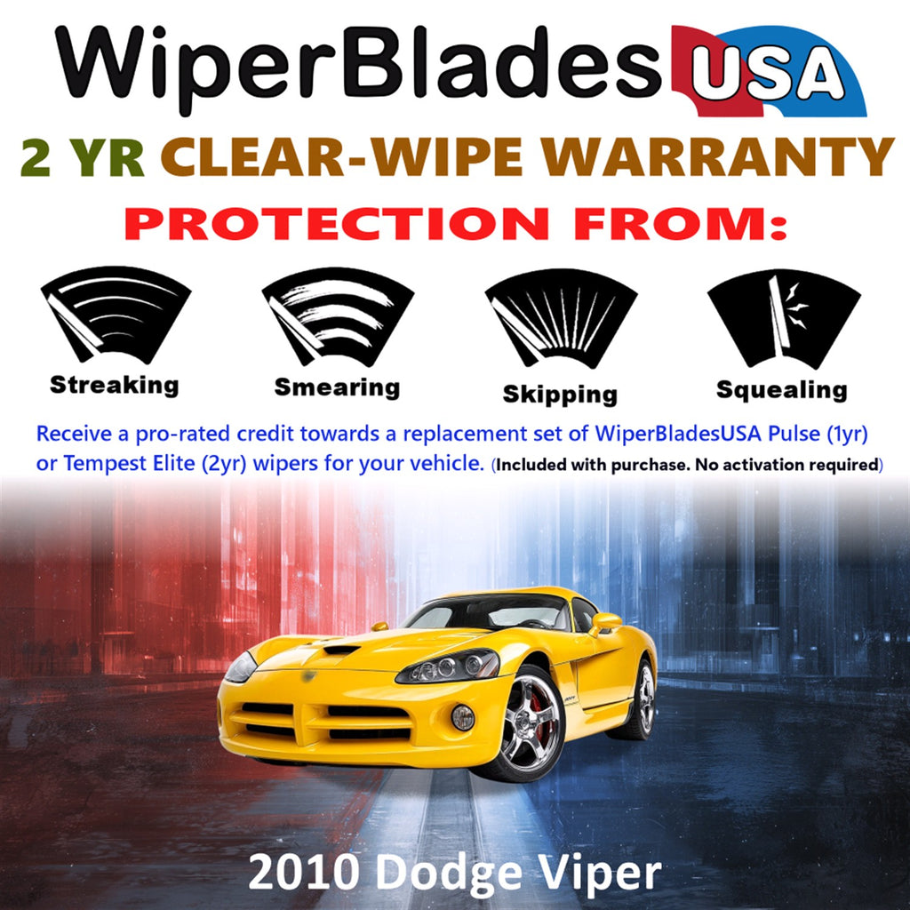 2010 Dodge Viper Front Wiper blades Set  Includes 2yr Wear Warranty & Free Delivery
