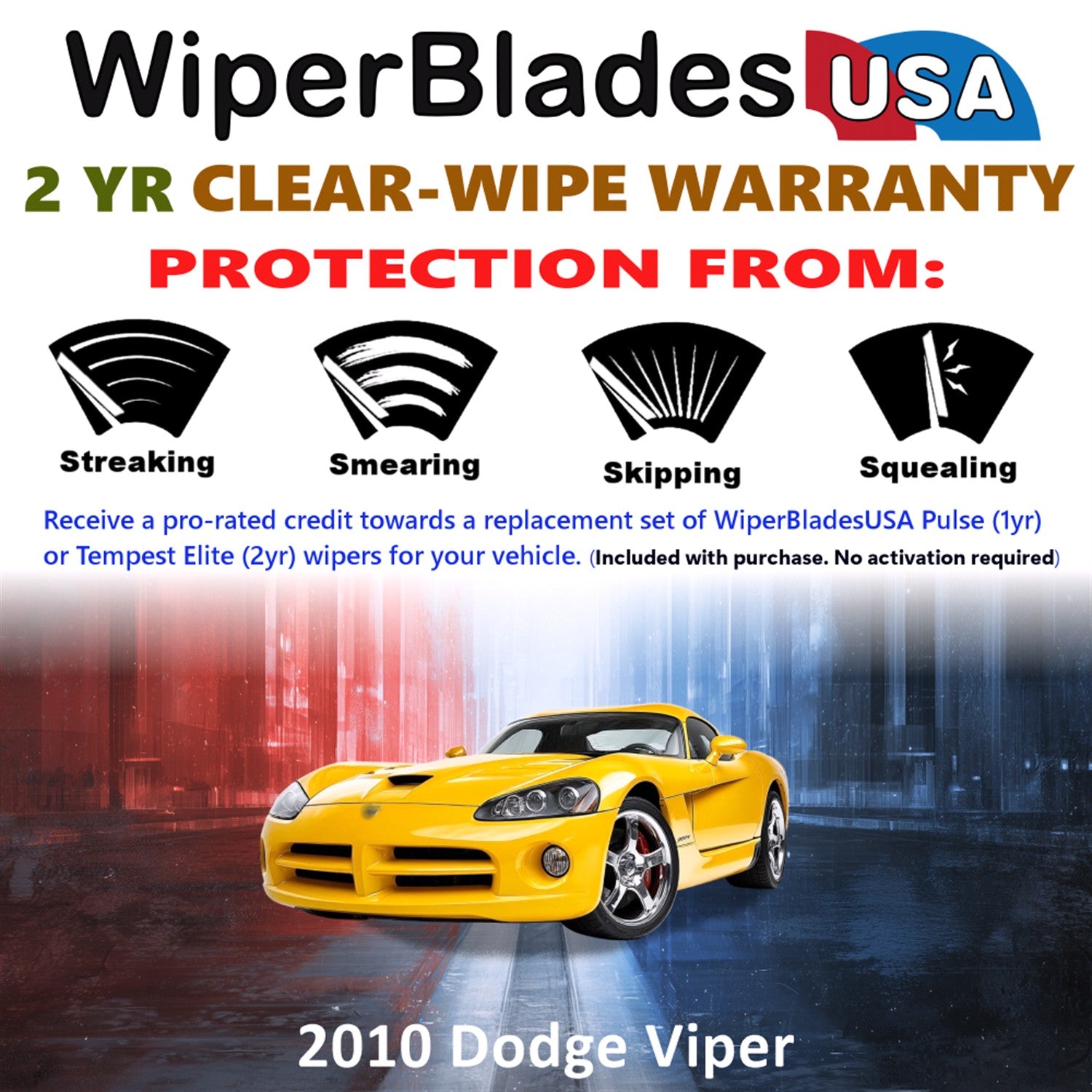 2010 Dodge Viper Front Wiper blades Set  Includes 2yr Wear Warranty & Free Delivery