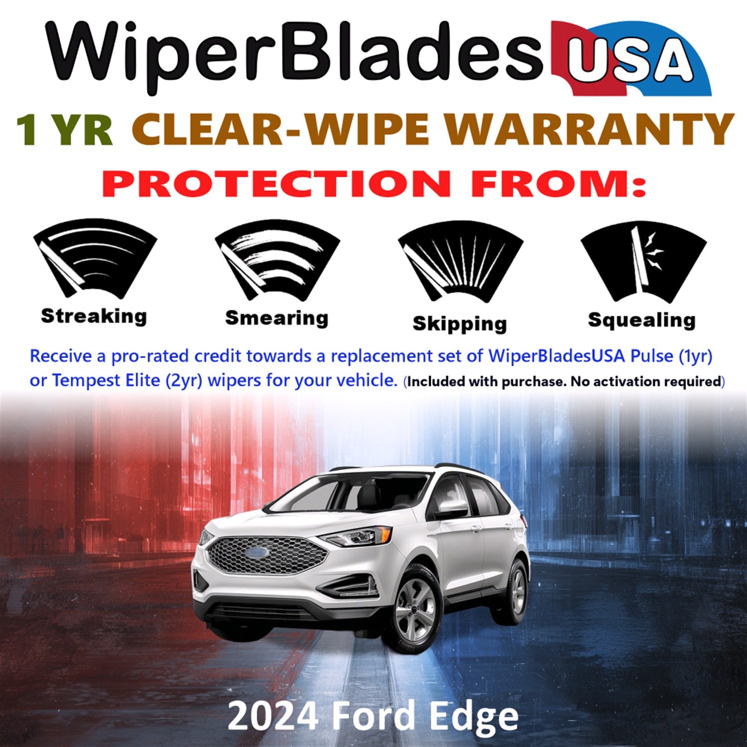2024 Ford Edge Front Wiper blades Set Includes 1yr Wear Warranty & Free Delivery