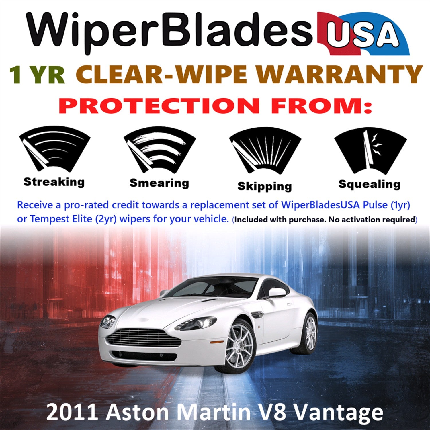 2011 Aston Martin V8 Vantage Front Wiper blades Set Includes 1yr Wear Warranty & Free Delivery