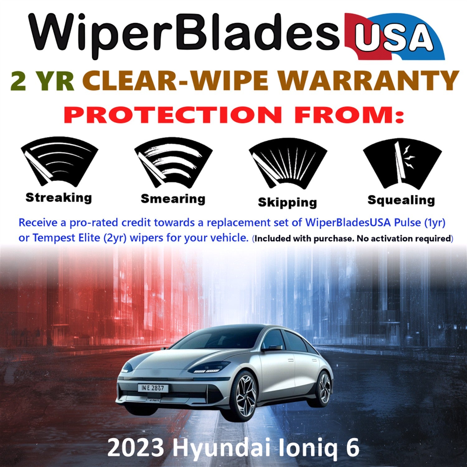 2023 Hyundai Ioniq 6 Front Wiper blades Set  Includes 2yr Wear Warranty & Free Delivery