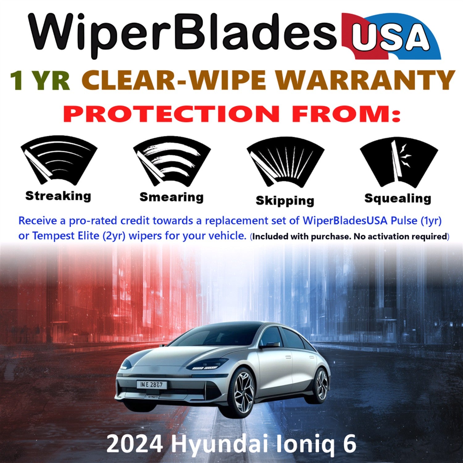 2024 Hyundai Ioniq 6 Front Wiper blades Set Includes 1yr Wear Warranty & Free Delivery