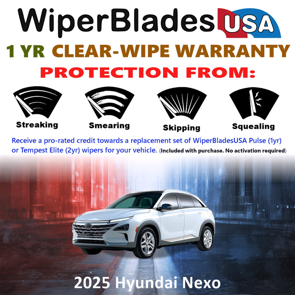2025 Hyundai Nexo Front Wiper blades Set Includes 1yr Wear Warranty & Free Delivery