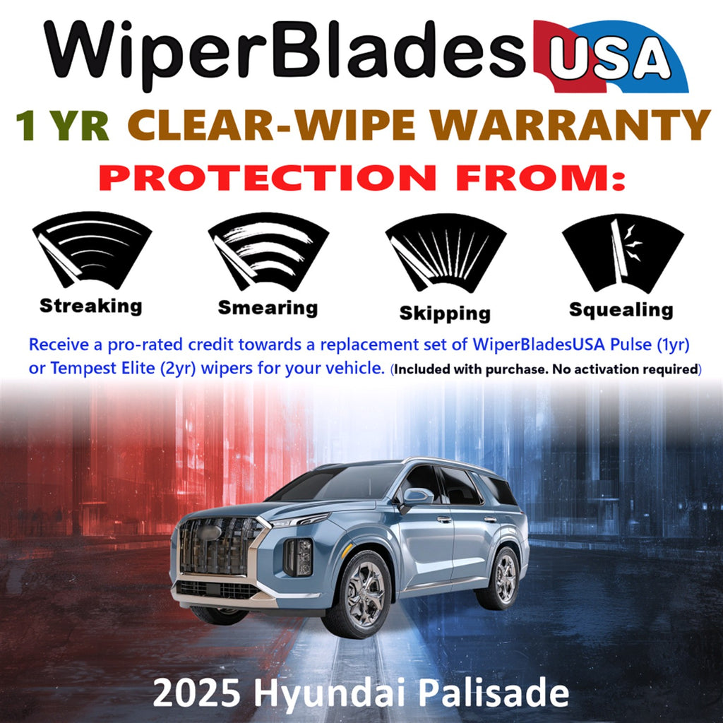 2025 Hyundai Palisade Front Wiper blades Set Includes 1yr Wear Warranty & Free Delivery