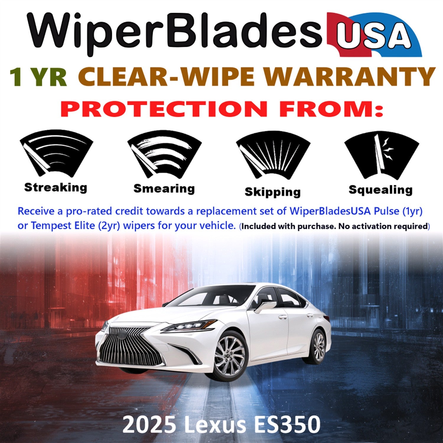2025 Lexus ES350 Front Wiper blades Set Includes 1yr Wear Warranty & Free Delivery