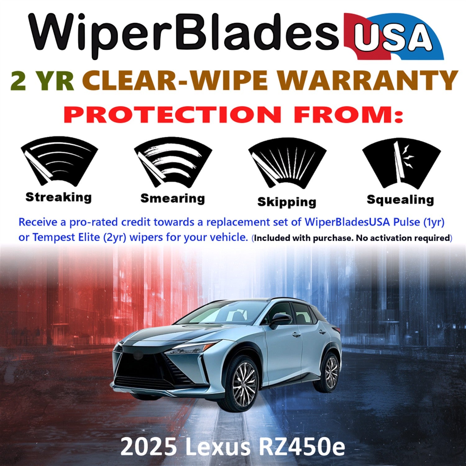 2025 Lexus RZ450e Front Wiper blades Set  Includes 2yr Wear Warranty & Free Delivery