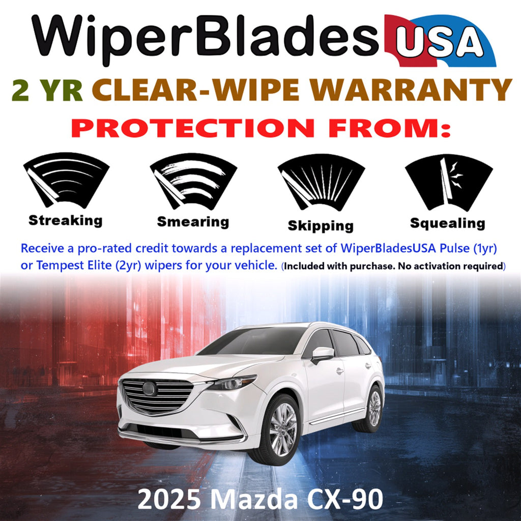 2025 Mazda CX-90 Front w/Rear Wiper blades Set  Includes 2yr Wear Warranty & Free Delivery