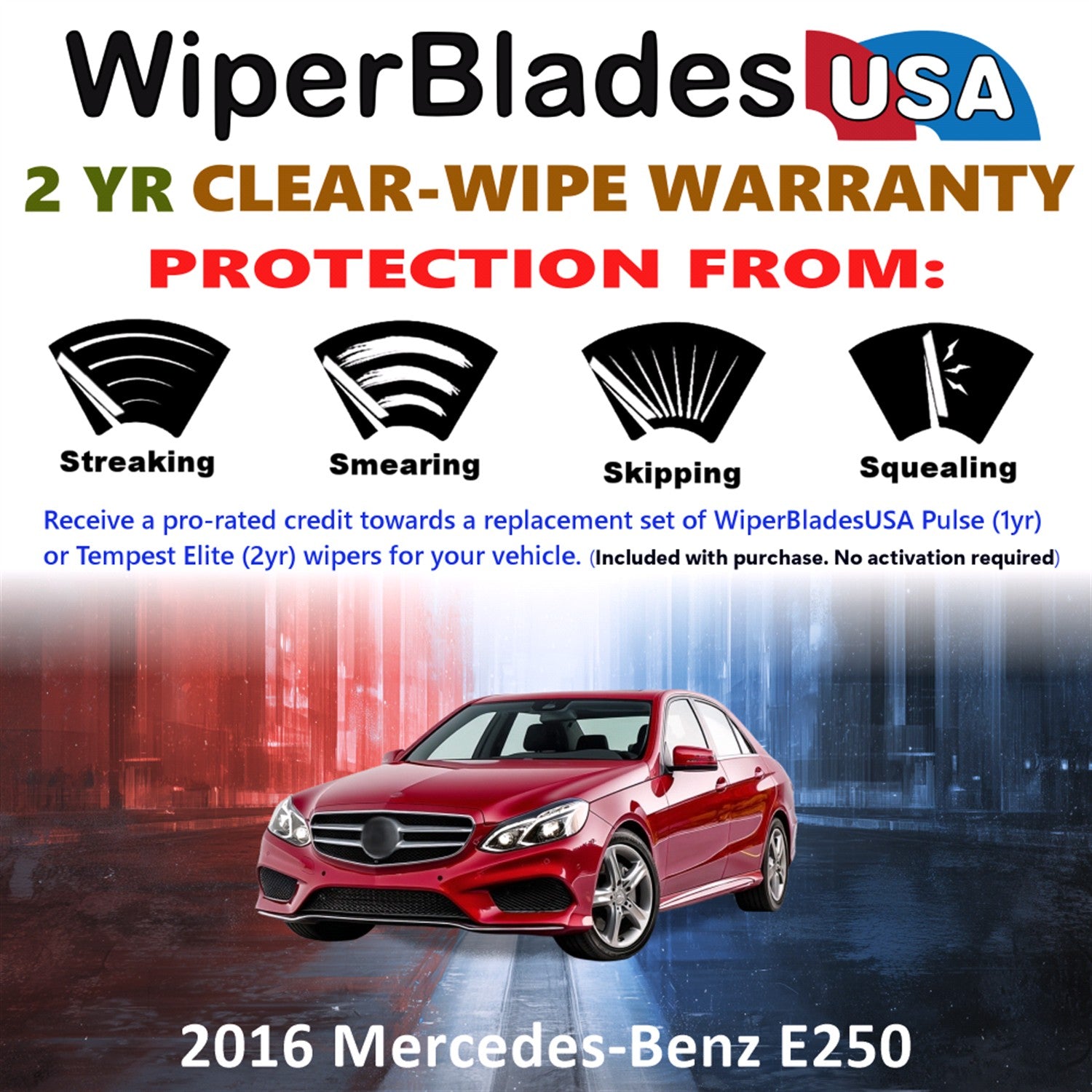 2016 Mercedes-Benz E250 Front Wiper blades Set  Includes 2yr Wear Warranty & Free Delivery