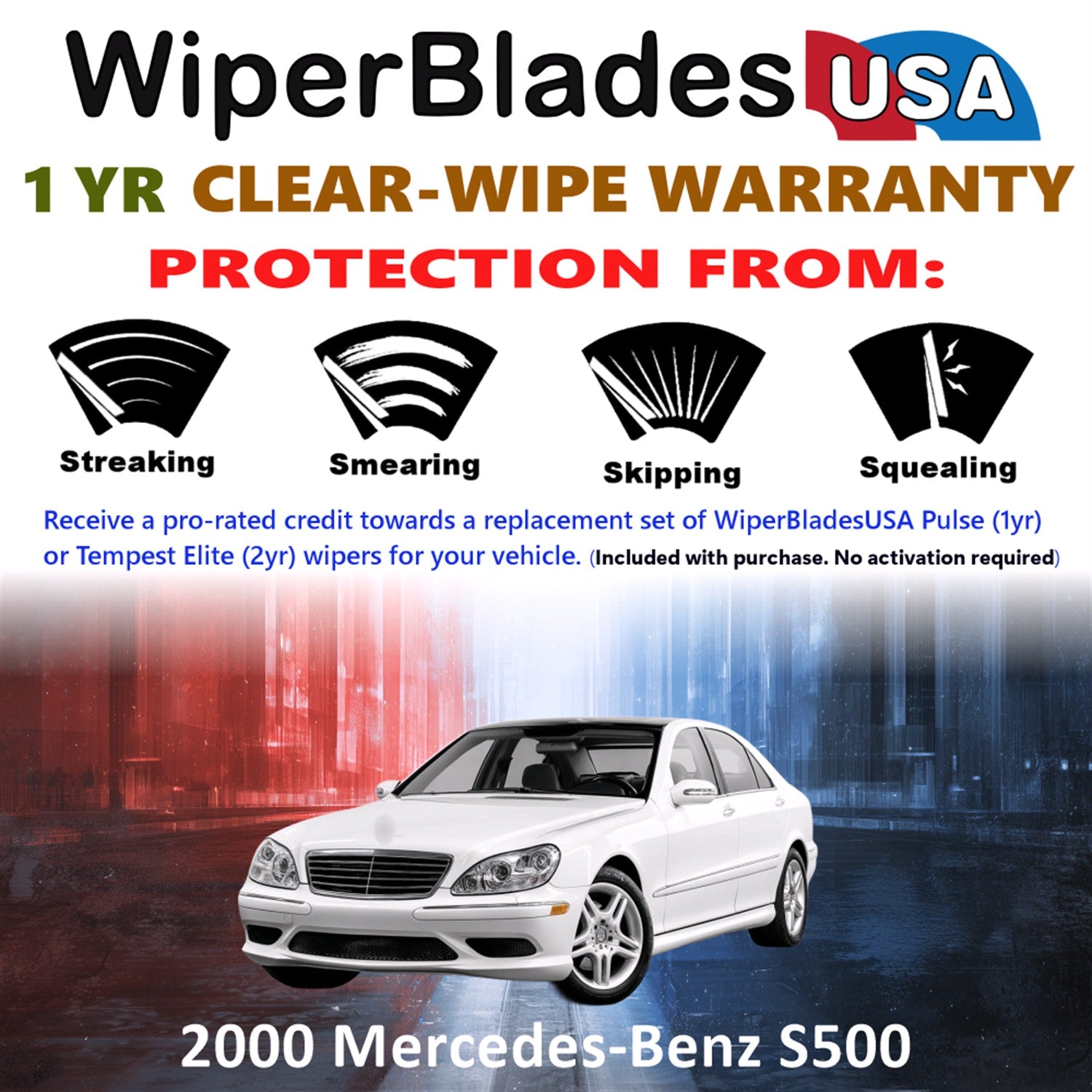 2000 Mercedes-Benz S500 Front Wiper blades Set Includes 1yr Wear Warranty & Free Delivery