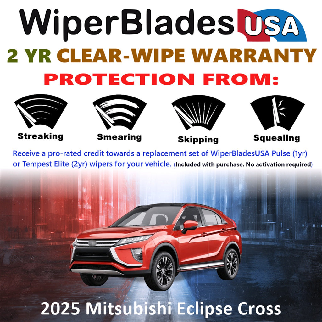 2025 Mitsubishi Eclipse Cross Front w/Rear Wiper blades Set  Includes 2yr Wear Warranty & Free Delivery