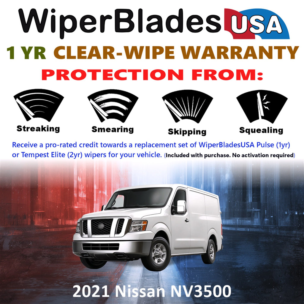 2021 Nissan NV3500 Front Wiper blades Set Includes 1yr Wear Warranty & Free Delivery