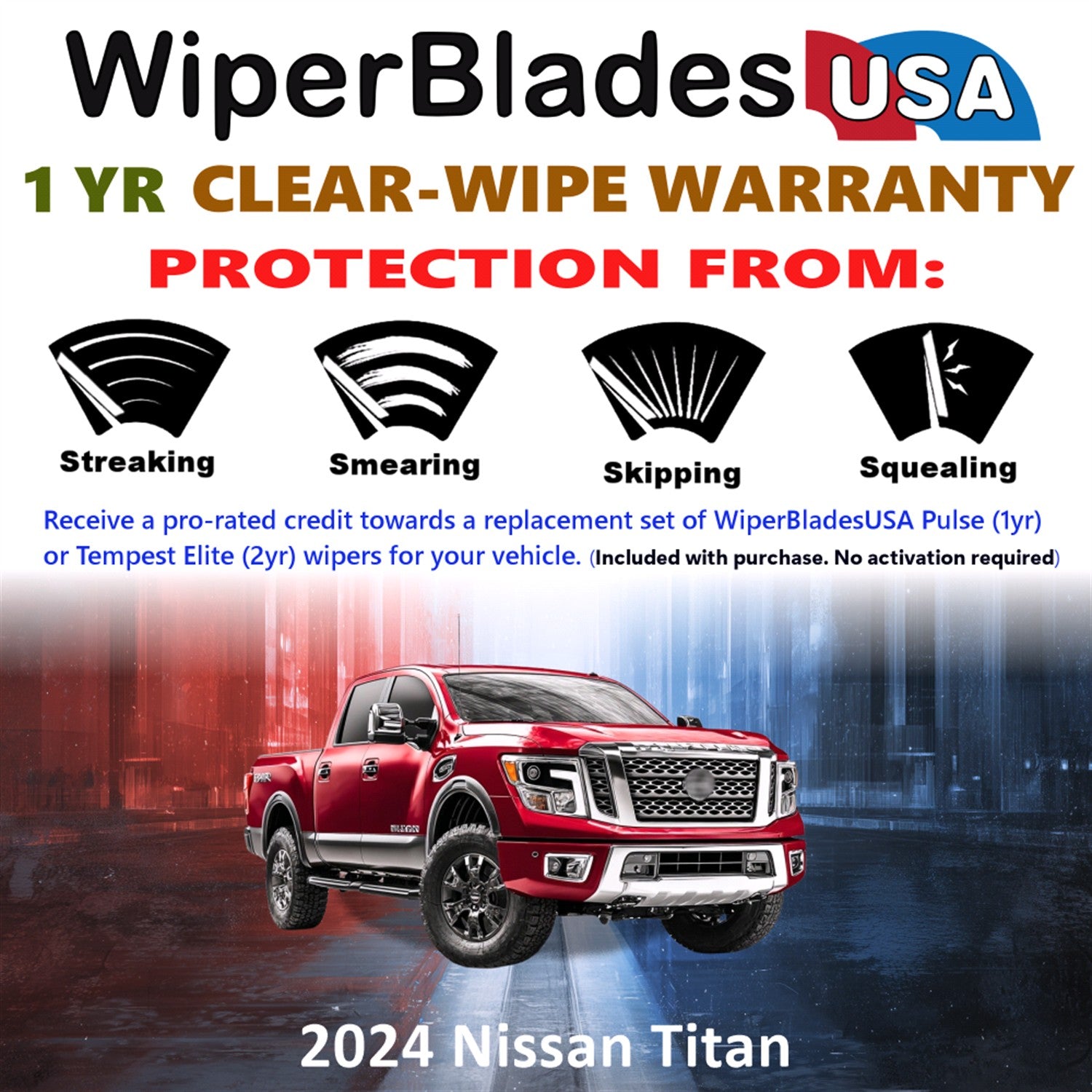 2024 Nissan Titan Front Wiper blades Set Includes 1yr Wear Warranty & Free Delivery