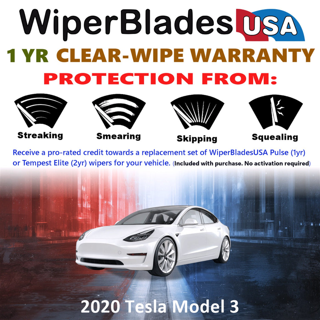 2020 Tesla Model 3 Front Wiper blades Set Includes 1yr Wear Warranty & Free Delivery