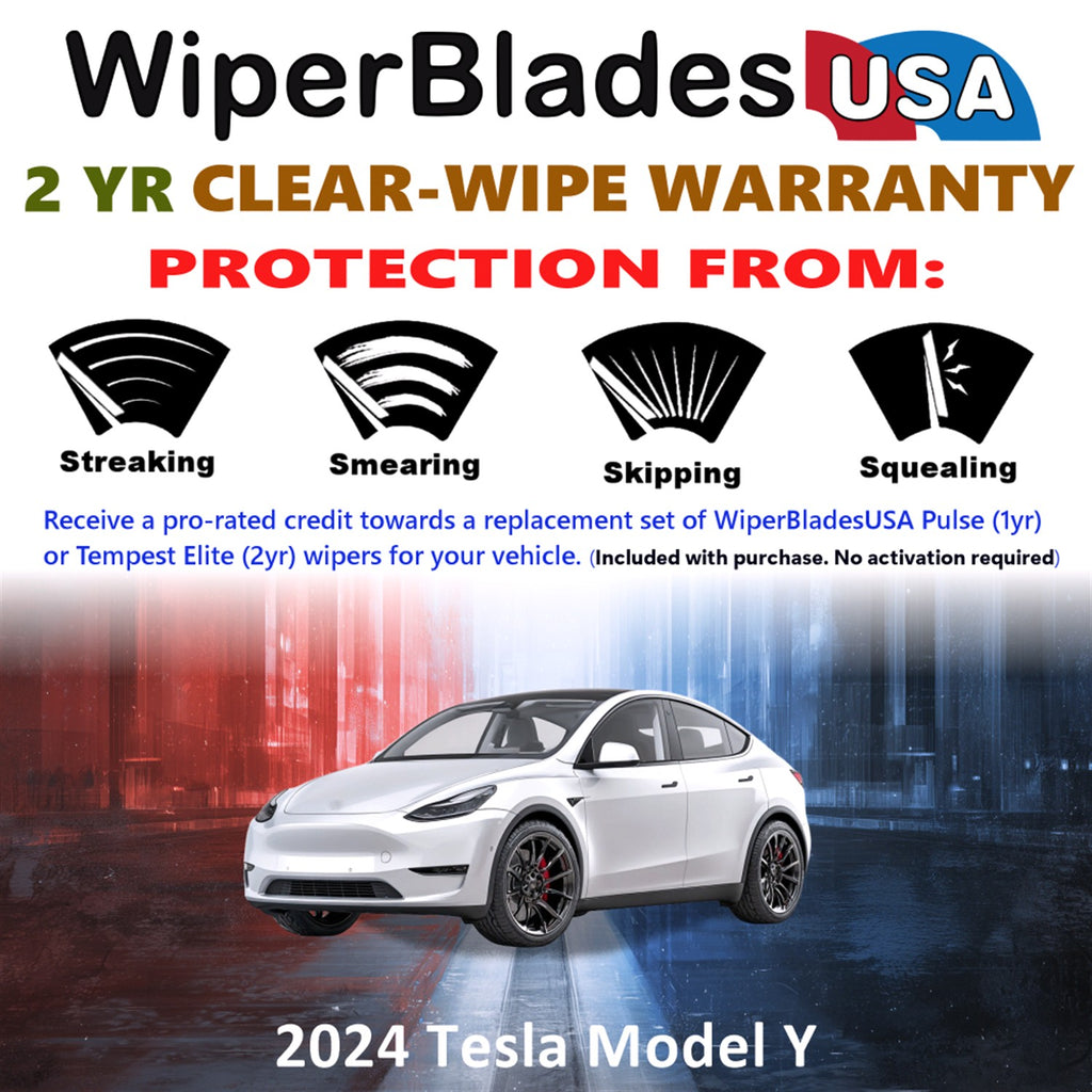 2024 Tesla Model Y Front Wiper blades Set  Includes 2yr Wear Warranty & Free Delivery