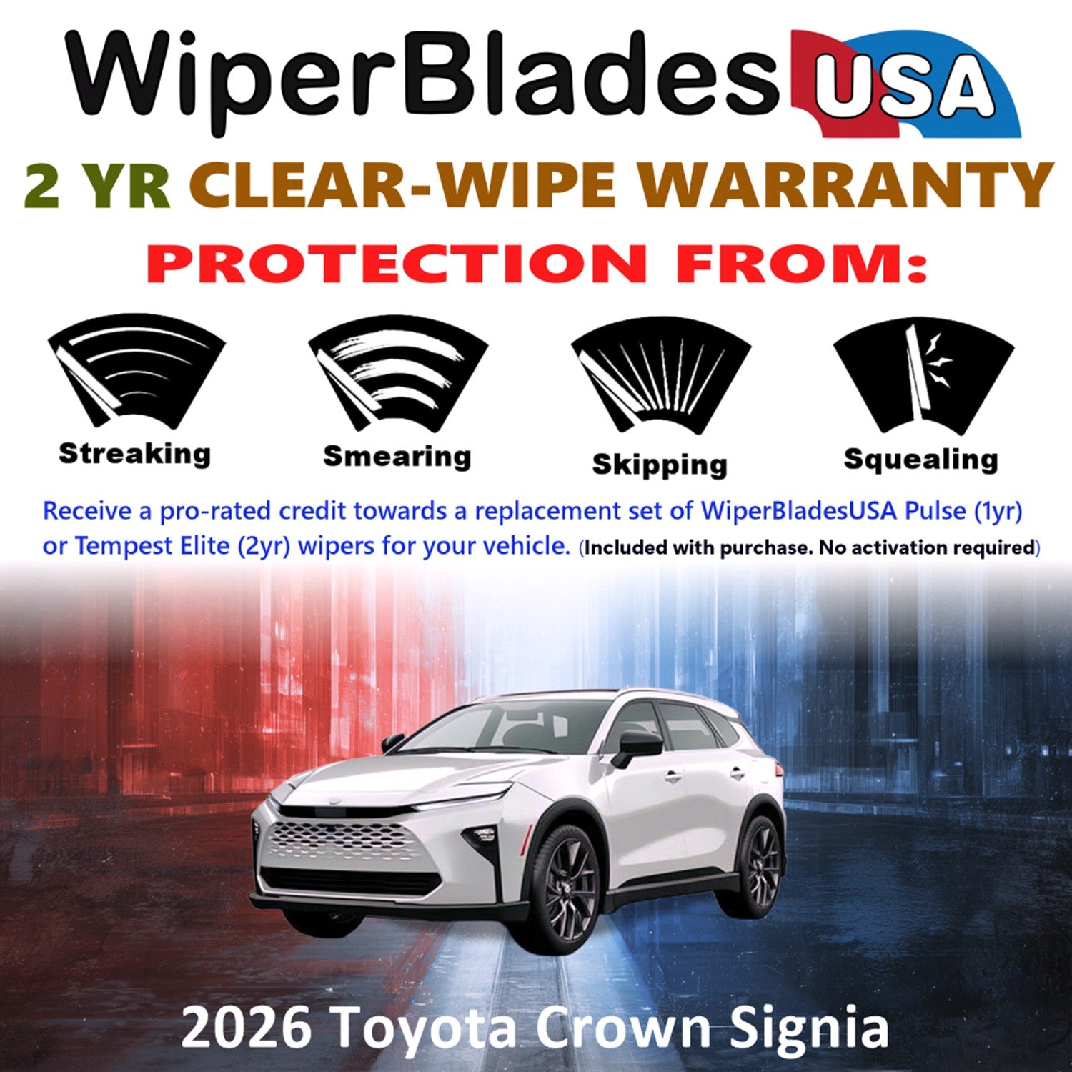 2026 Toyota Crown Signia Front Wiper blades Set  Includes 2yr Wear Warranty & Free Delivery