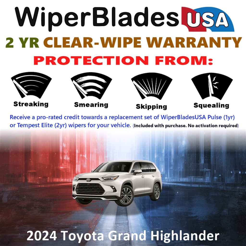 2024 Toyota Grand Highlander Front Wiper blades Set  Includes 2yr Wear Warranty & Free Delivery