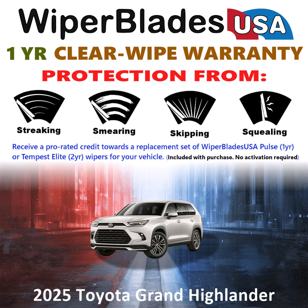 2025 Toyota Grand Highlander Front Wiper blades Set Includes 1yr Wear Warranty & Free Delivery
