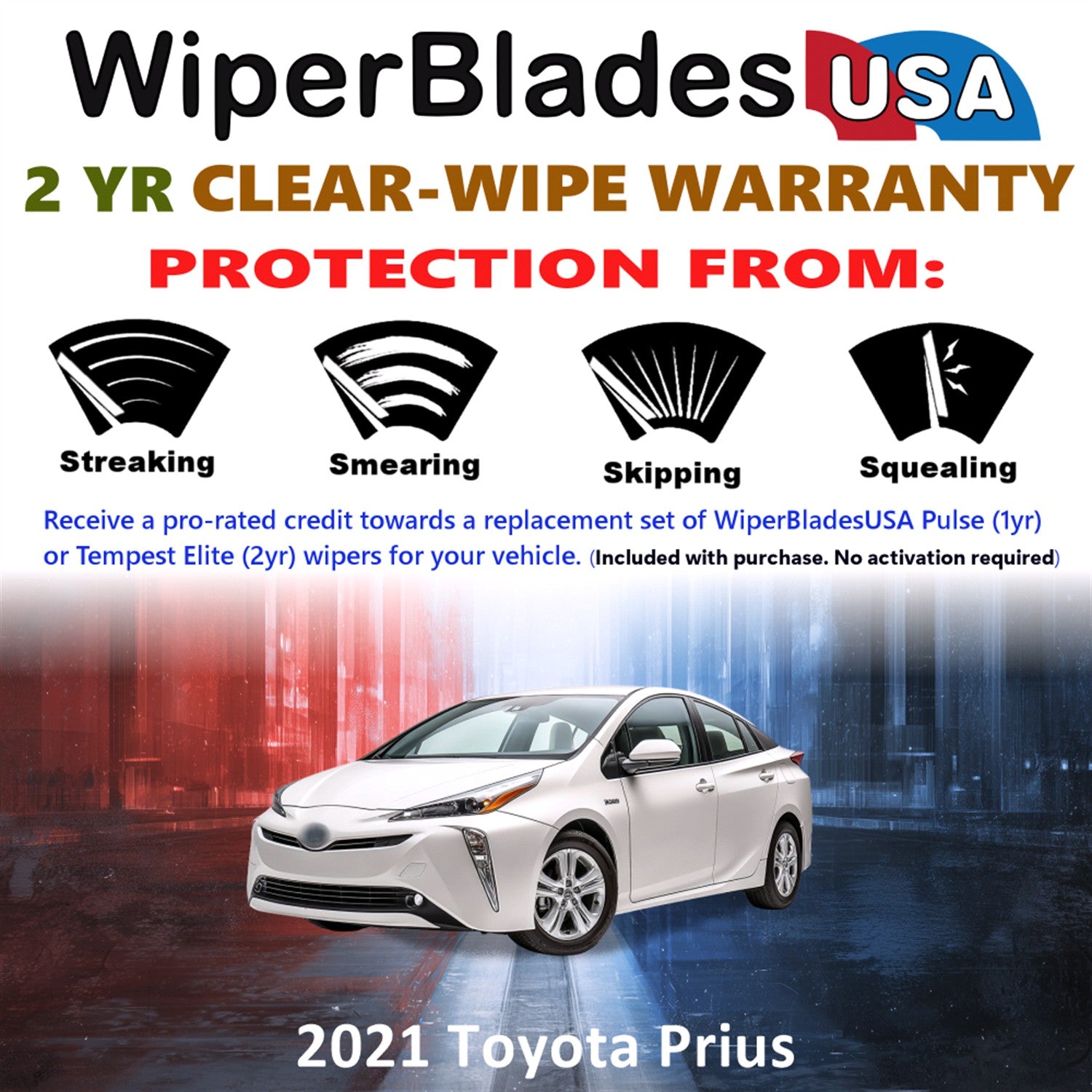 2021 Toyota Prius Front Wiper blades Set  Includes 2yr Wear Warranty & Free Delivery