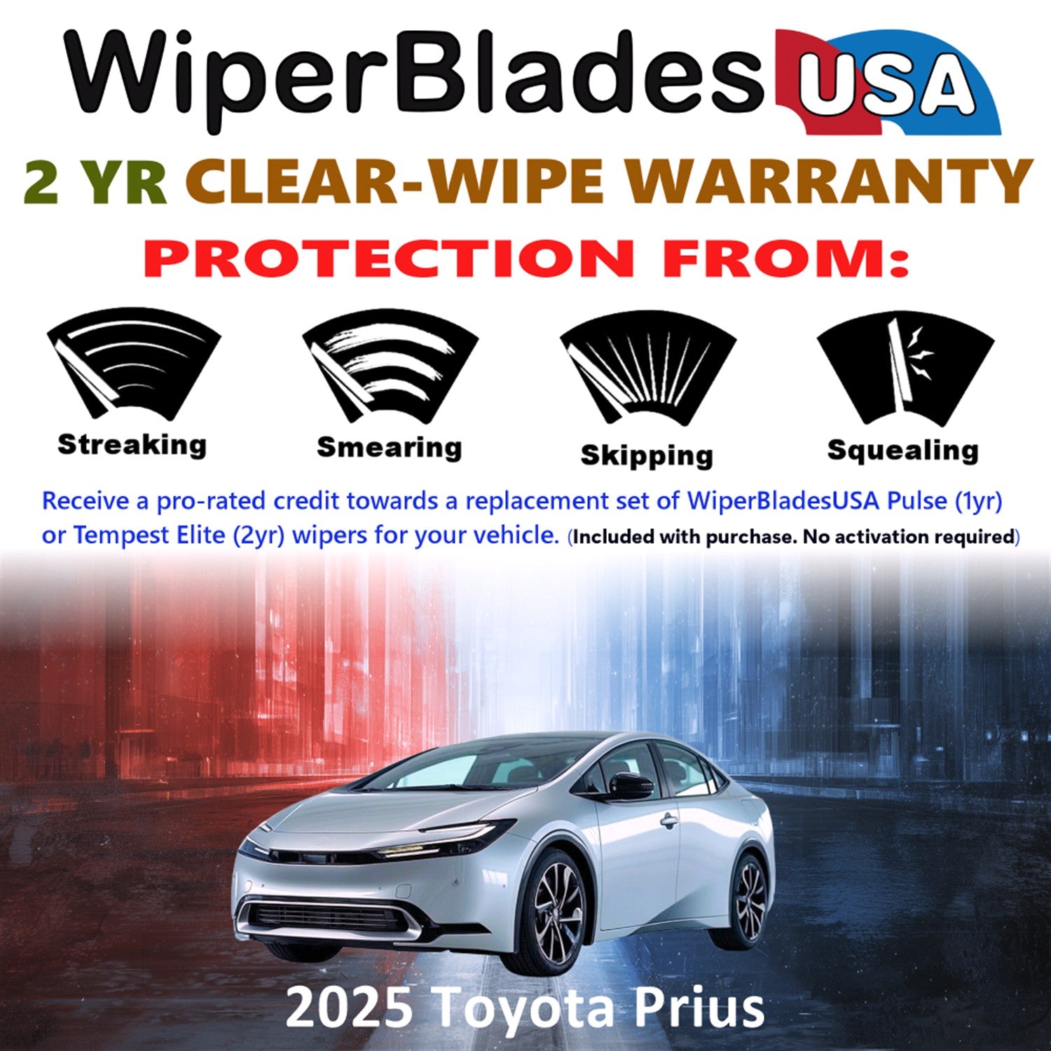 2025 Toyota Prius Front Wiper blades Set  Includes 2yr Wear Warranty & Free Delivery