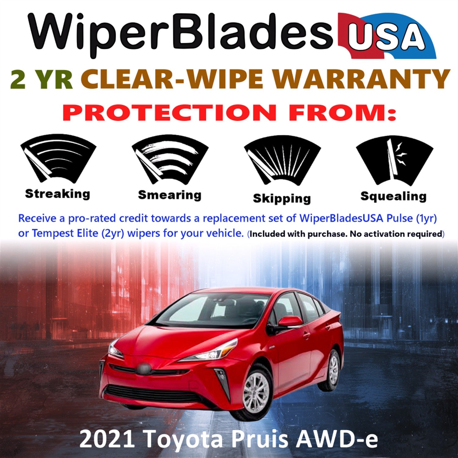 2021 Toyota Pruis AWD-e Front Wiper blades Set  Includes 2yr Wear Warranty & Free Delivery