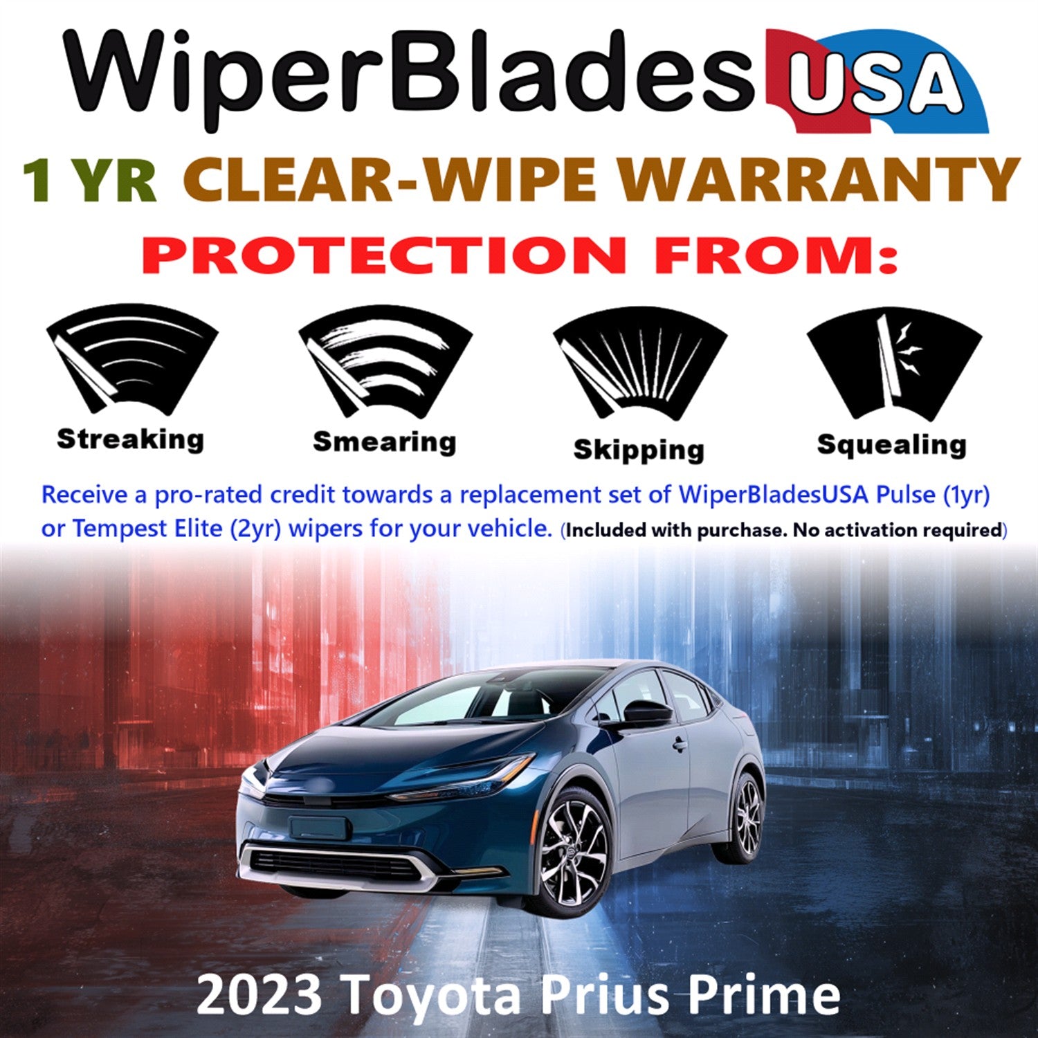 2023 Toyota Prius Prime Front Wiper blades Set Includes 1yr Wear Warranty & Free Delivery